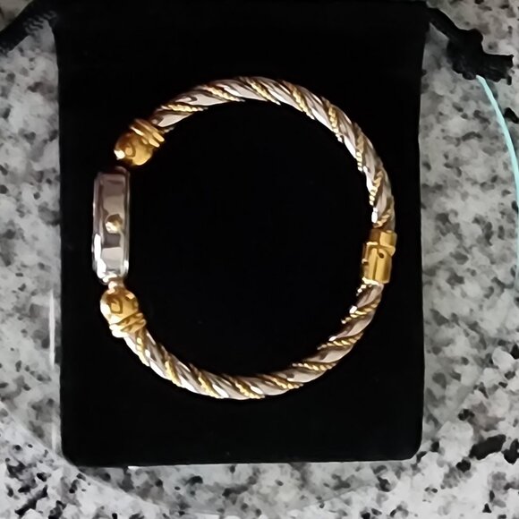 Vintage Pedre Ladies Watch-White/Yellow Gold-Plated-Twisted Style Bracelet Band - Picture 3 of 9